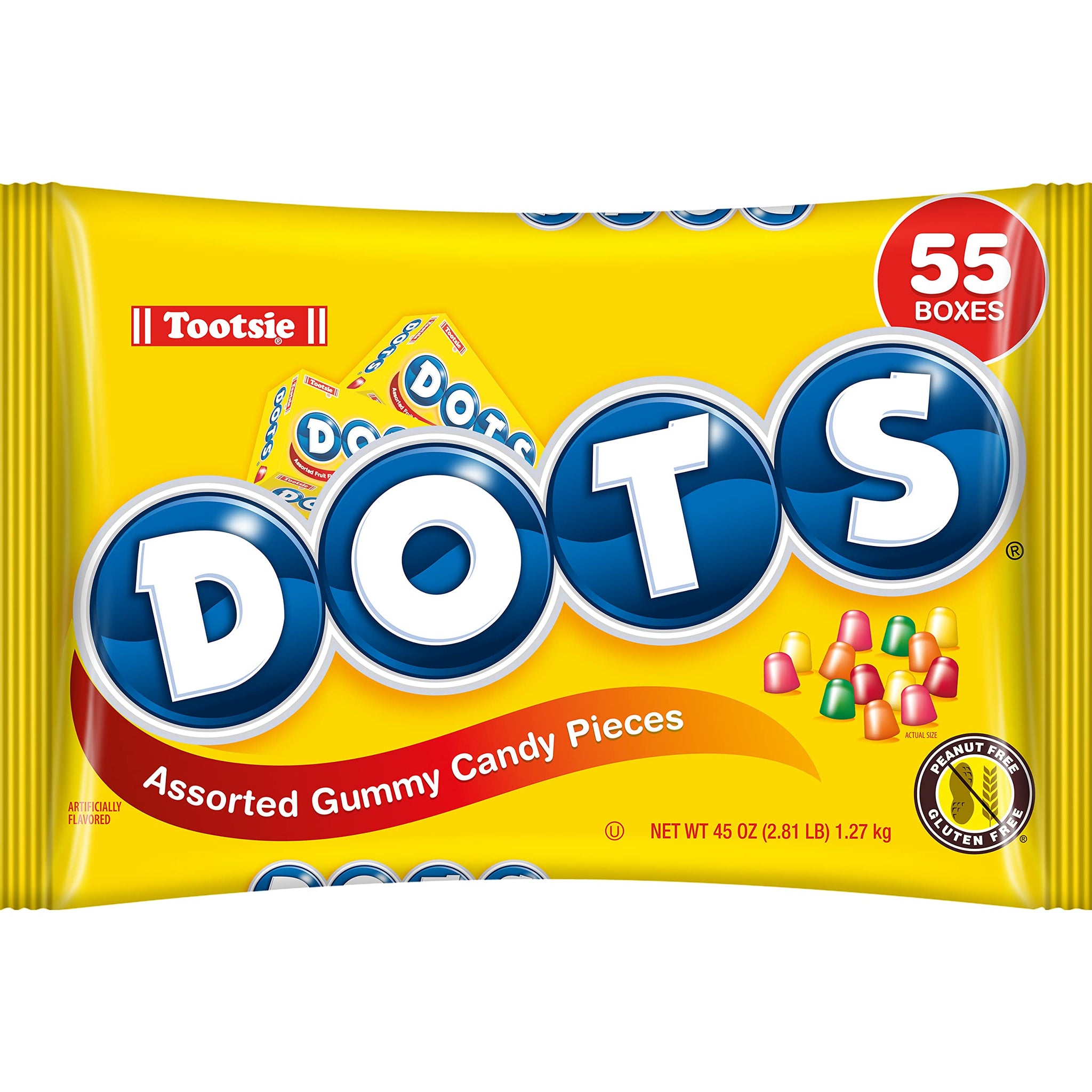 DOTS Individually Wrapped Candy - Original Gummy Candy 55 ct Mini Candy Boxes - Flavors Cherry, Lime, Orange, Lemon & Strawberry - Gluten Free, Kosher
