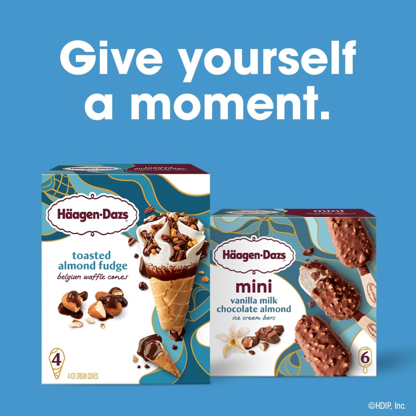 Haagen-Dazs, Vanilla Milk Chocolate Almond Snack Size Ice Cream Bars, 6 count (Frozen)