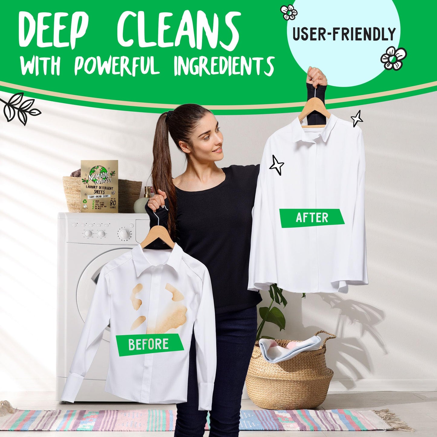 Eco-Friendly Laundry Detergent Sheets - Efficient, Clean, and Fresh Scented, Washer-Friendly Soap Sheet - No Mess & Space-Saving Laundry Strips