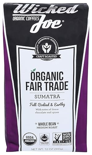 Wicked Joe Coffee Sumatra Whole Bean, 12 oz, 0.88 Pound