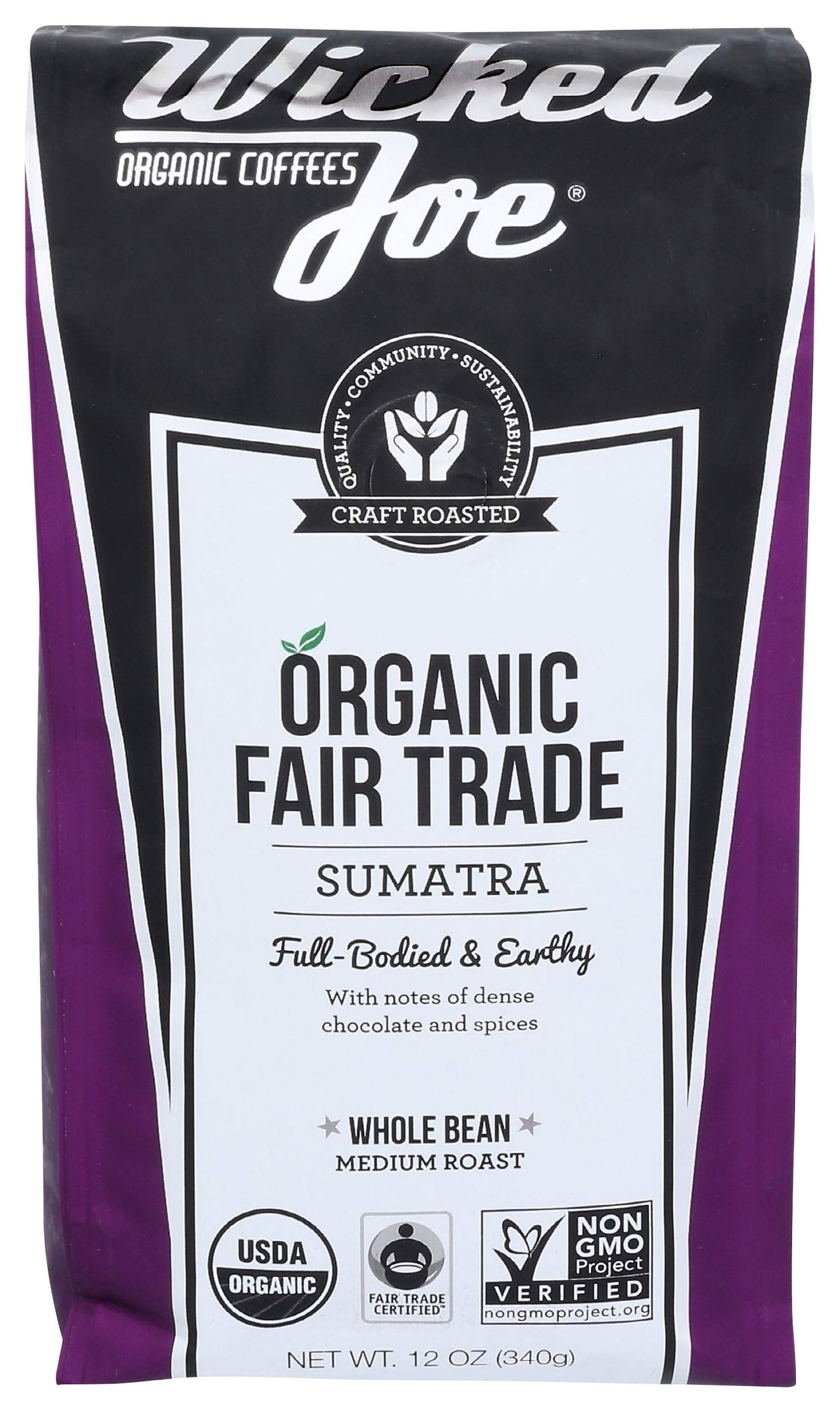 Wicked Joe Coffee Sumatra Whole Bean, 12 oz, 0.88 Pound