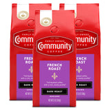 Community Coffee French Roast Dark Roast Ground 12 oz 3 ct Gable Top 12 Ounce (Pack of 3)