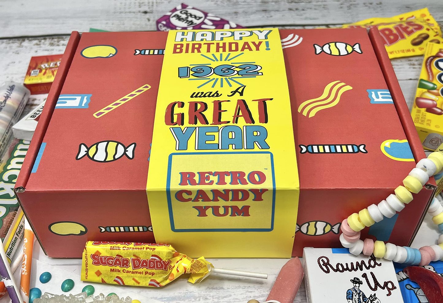 RETRO CANDY YUM ~ 1962 64th Birthday Gift Box Nostalgic Candy Mix from Childhood for 64 Year Old Man or Woman Born in 1962 Jr