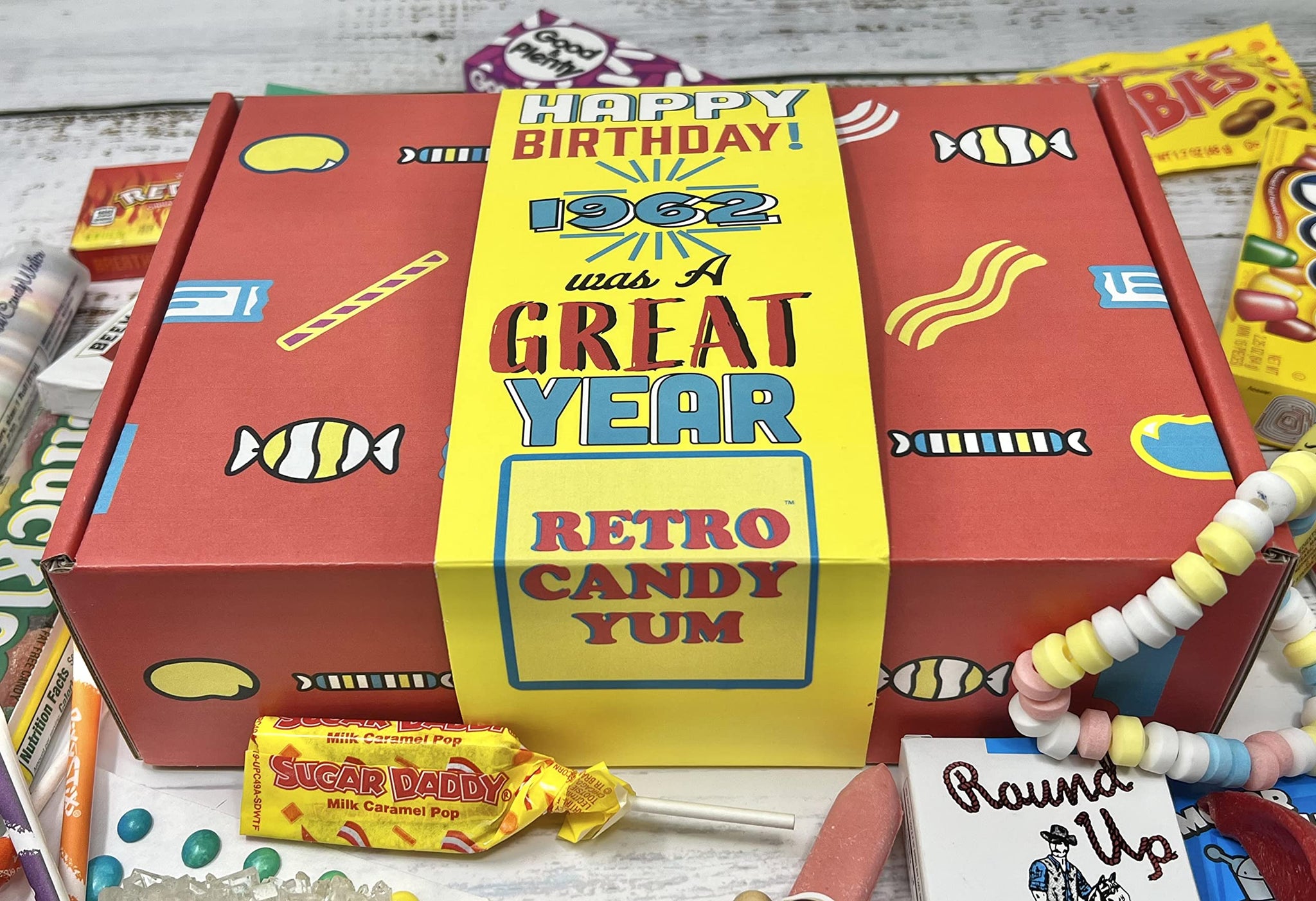 RETRO CANDY YUM ~ 1962 64th Birthday Gift Box Nostalgic Candy Mix from Childhood for 64 Year Old Man or Woman Born in 1962 Jr