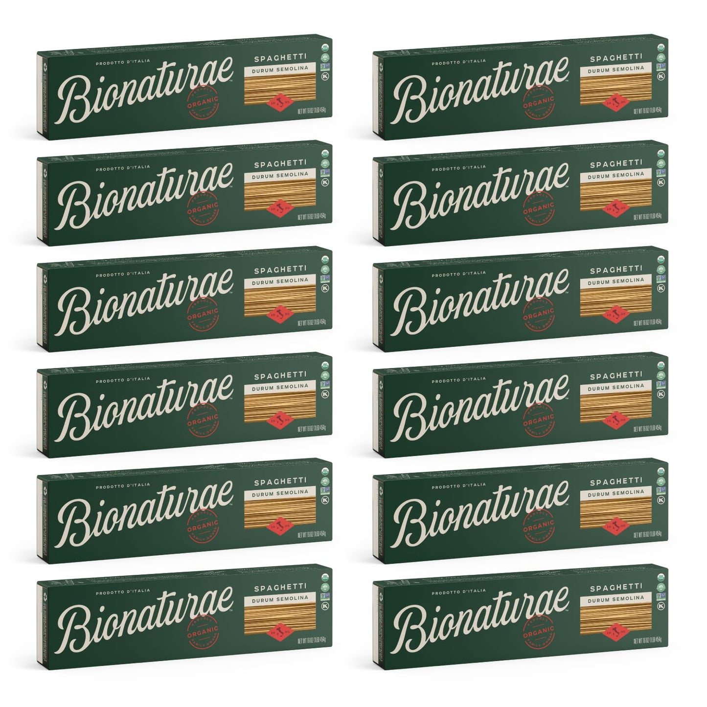 Bionaturae Spaghetti Pasta Noodles - Durum Semolina Pasta, Kosher, High Protein, Non-GMO, USDA Certified, Durum Semolina Spaghetti, Spaghetti Pasta