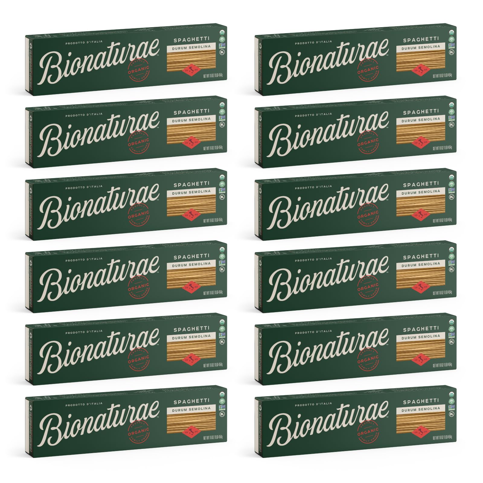Bionaturae Spaghetti Pasta Noodles - Durum Semolina Pasta, Kosher, High Protein, Non-GMO, USDA Certified, Durum Semolina Spaghetti, Spaghetti Pasta