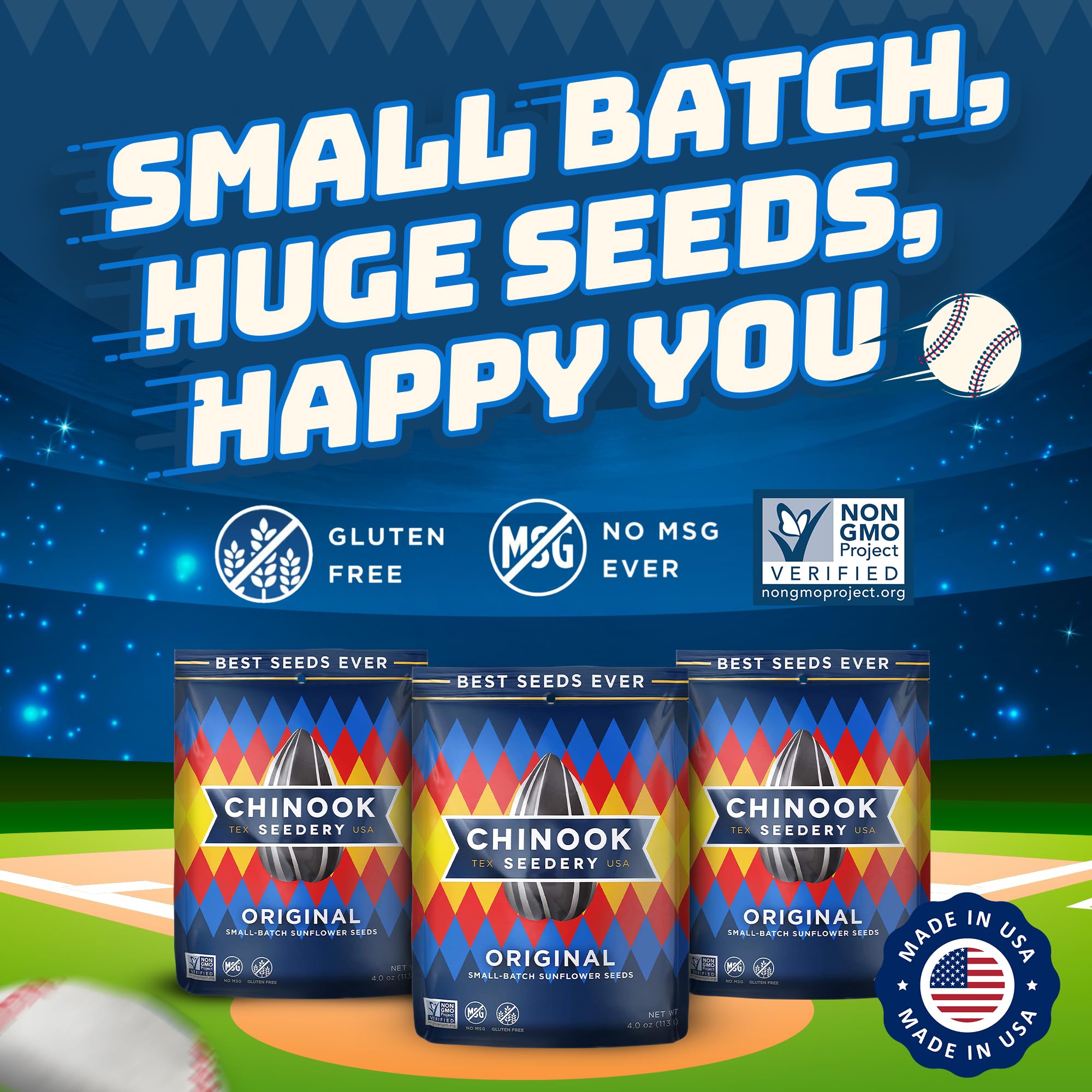 Chinook Seedery Roasted Sunflower Seeds - Jumbo Seeds Keto Snacks - Best For Snack Packs - Gluten Free, Non GMO Snack Food Gifts - 4 Ounce (Pack of 3)