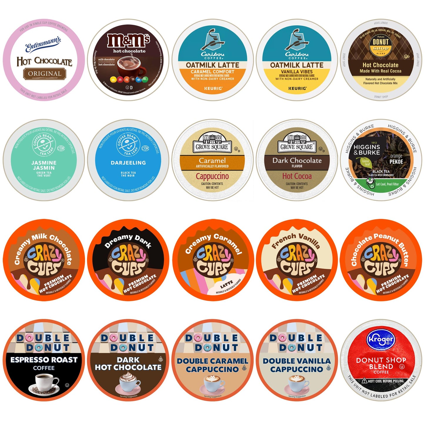 Perfect Samplers Tea Pods, Cider, Hot Chocolate, Cappuccino & Coffee Pods Variety Pack, Single Serve Coffee & K Pod Variety Pack for Keurig K Cups