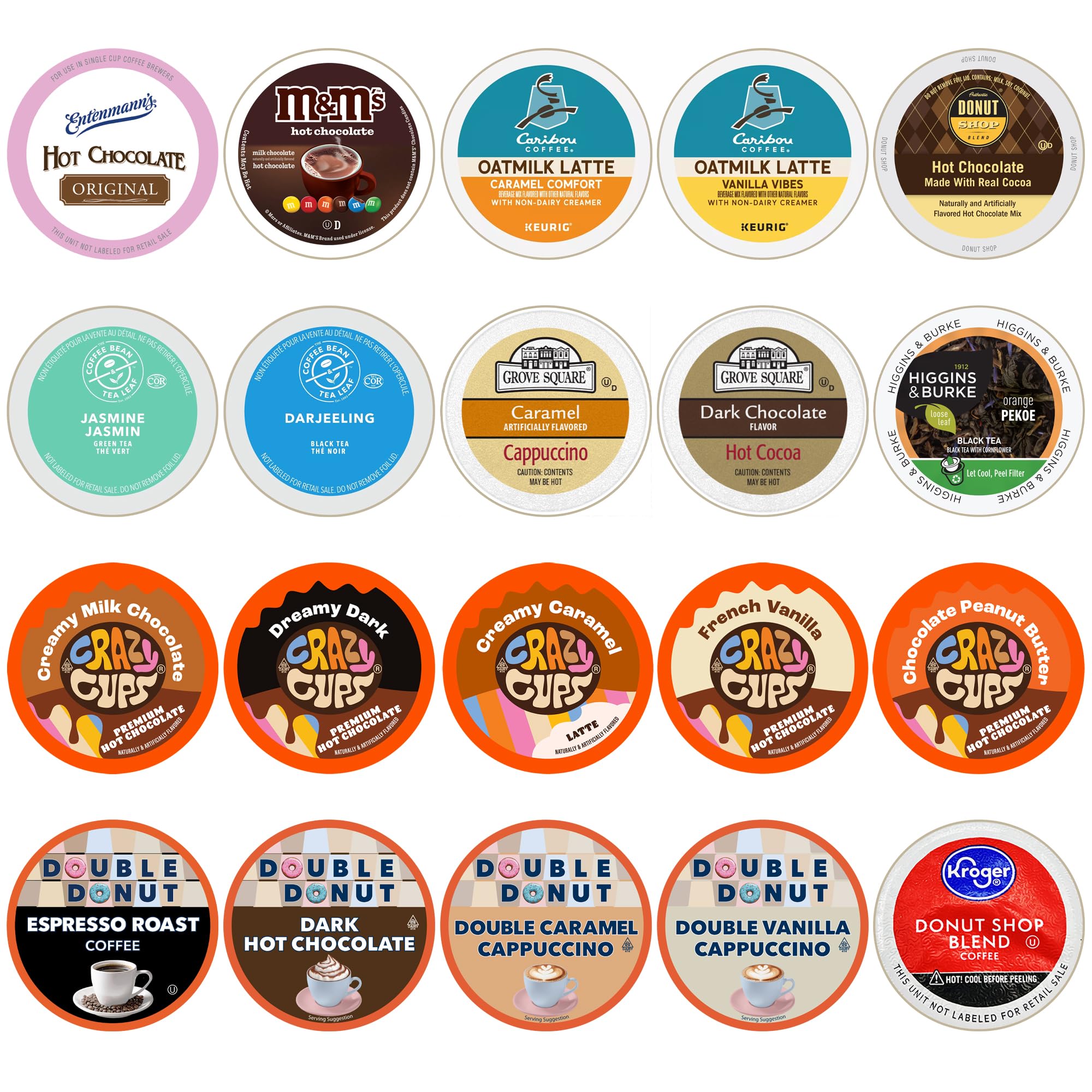Perfect Samplers Tea Pods, Cider, Hot Chocolate, Cappuccino & Coffee Pods Variety Pack, Single Serve Coffee & K Pod Variety Pack for Keurig K Cups