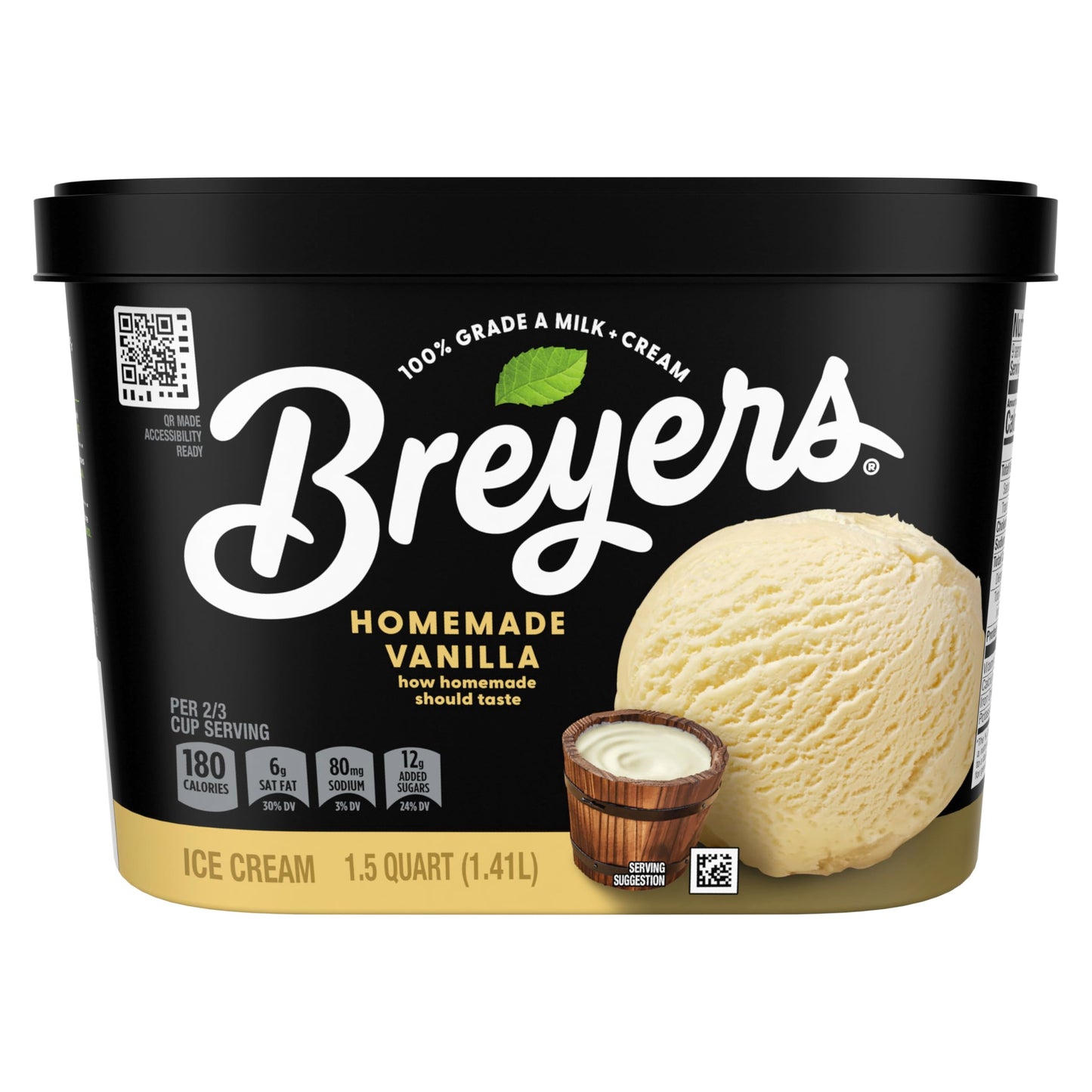 Breyers Classics Ice Cream For a Delicious Frozen Treat Homemade Vanilla Made with 100% Grade A Milk & Cream, Sustainably-Farmed Vanilla 48 oz
