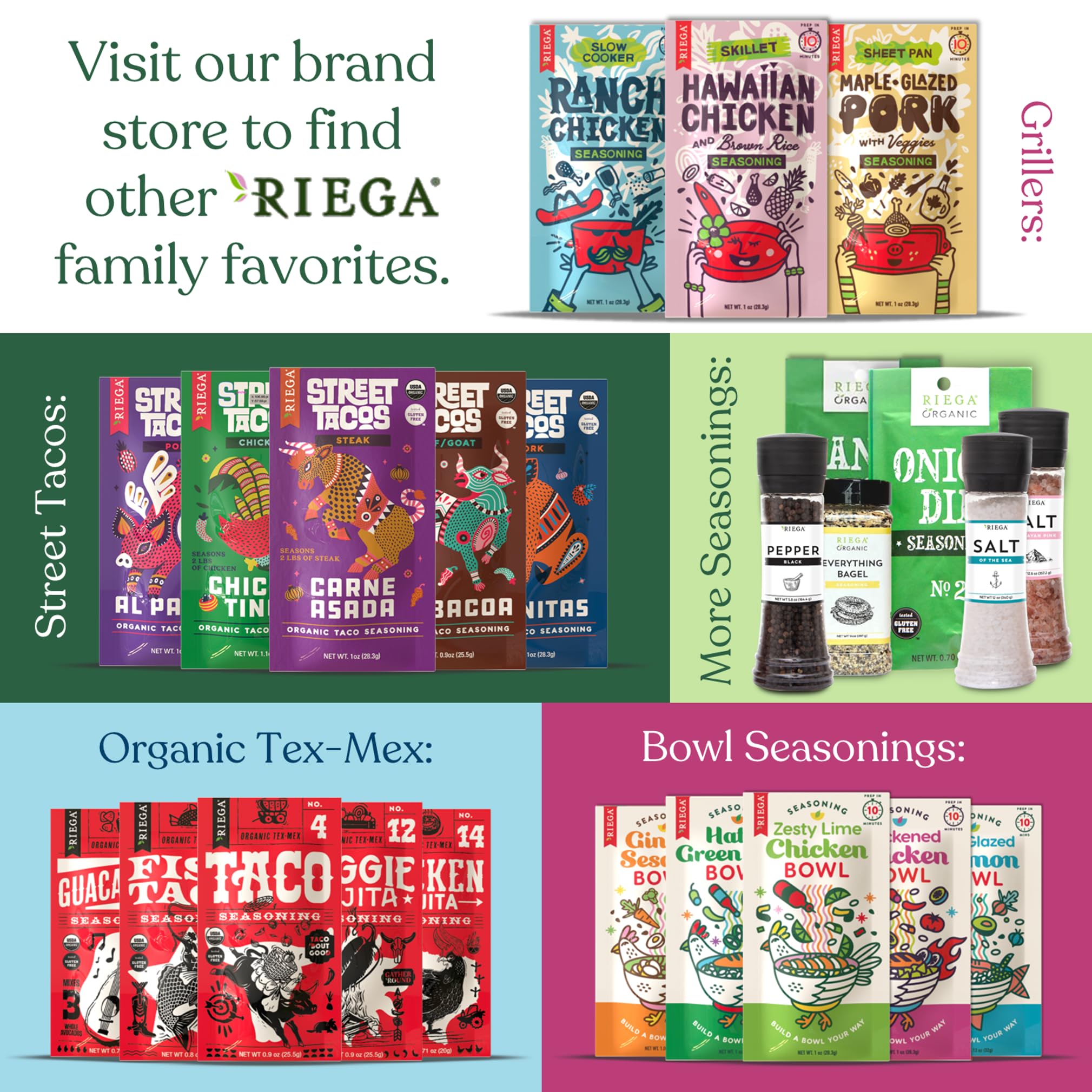 Riega Street Taco Seasoning, Organic Mexican Spice Blend for Cooking Authentic Meals, Barbacoa, 0.9 oz Packets, 8 Count