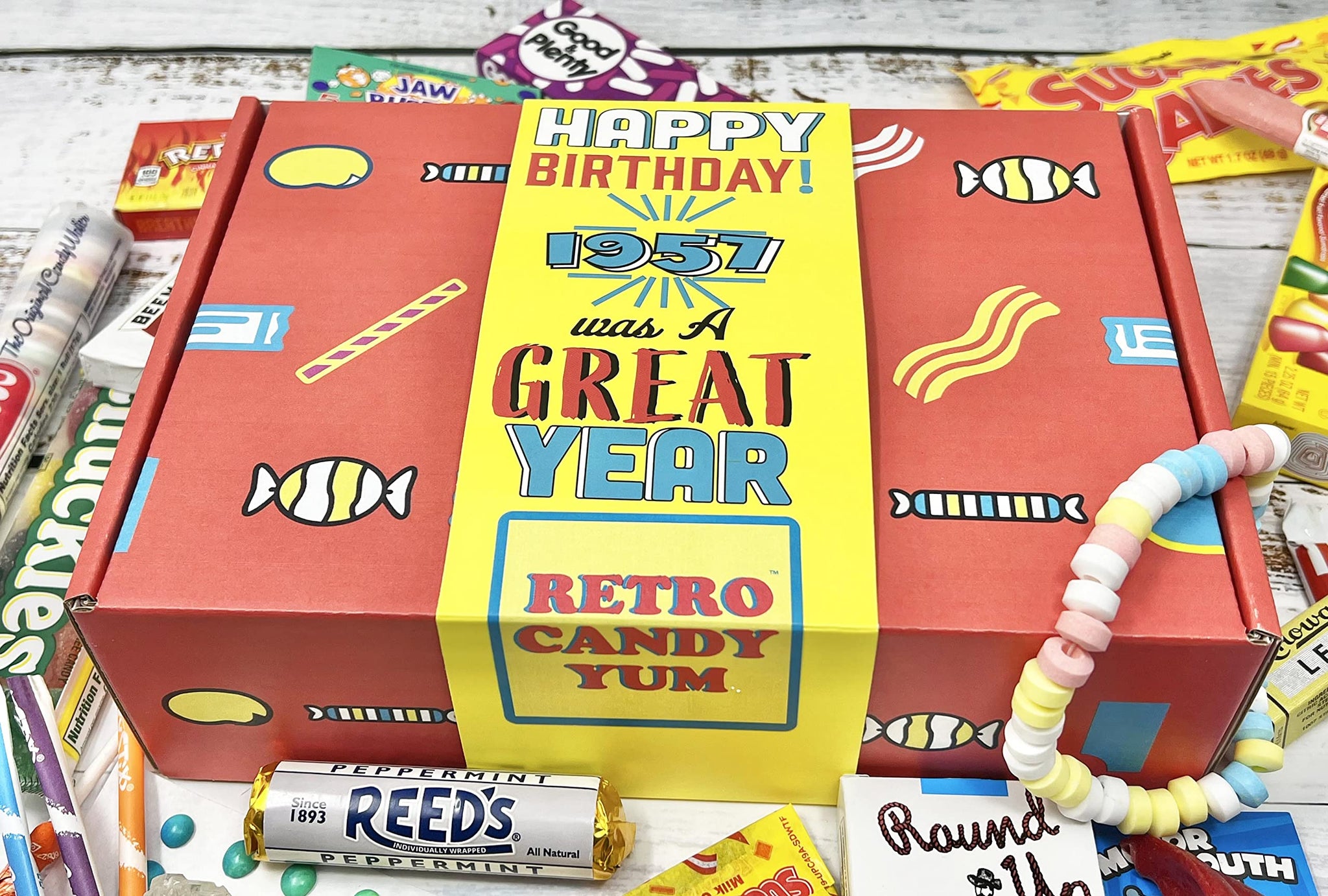 RETRO CANDY YUM ~ 1957 69th Birthday Gift Box of Nostalgic Retro Candy Assortment for 69 Year Old Man or Woman Born 1957 Jr