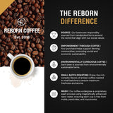 Reborn Coffee Specialty Whole Bean Coffee, Medium Roast, 12 Ounce, Reborn Signature Floresta Espresso Blend, Flavor Notes of Chocolate, Vanilla
