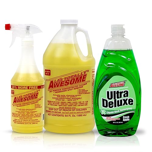 La's Totally Awesome All-Purpose Cleaner Combo Pack (24oz + 64oz) + Bonus Fresh Apple Dish Soap 30oz - Multipurpose Home Cleaner & Degreaser