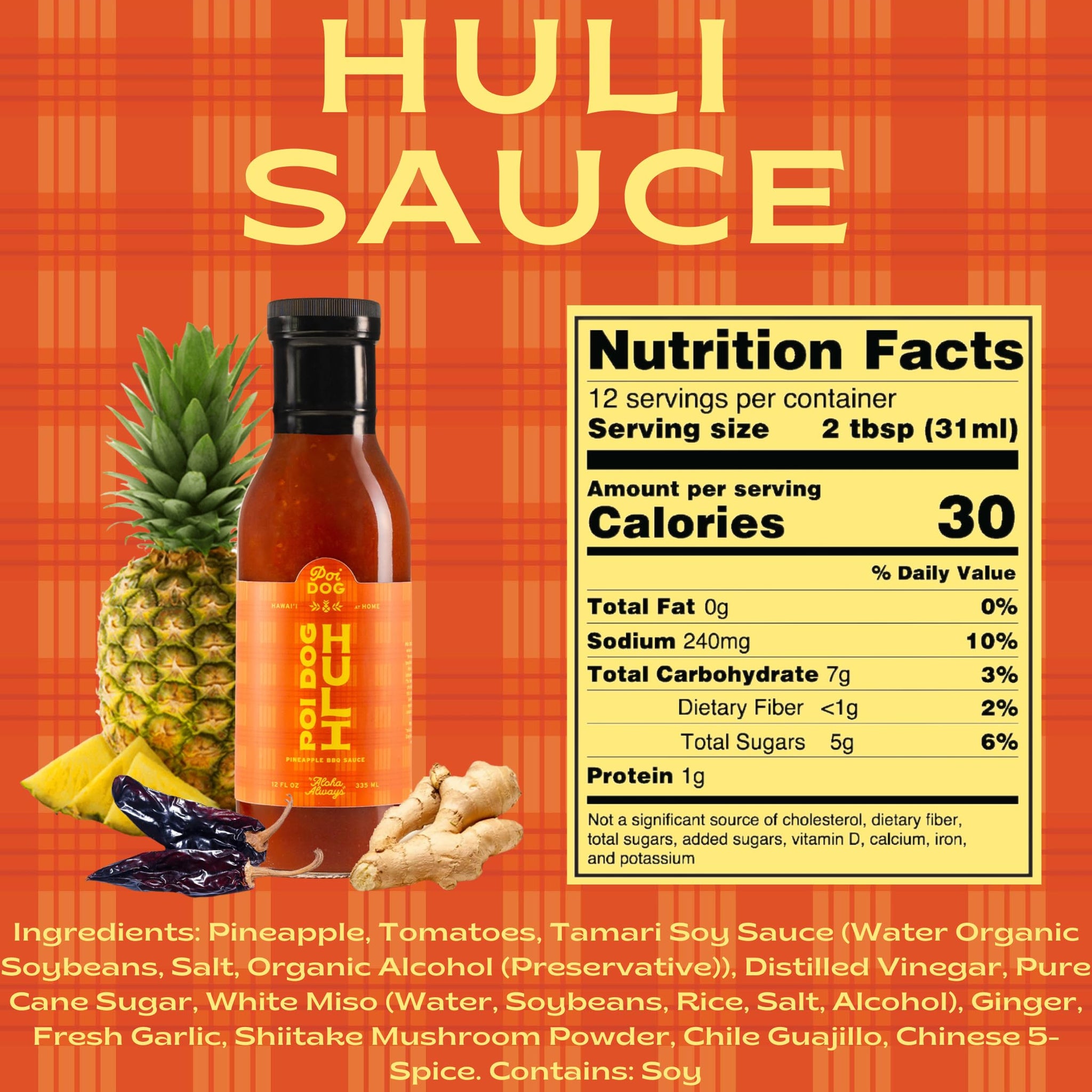 Poi Dog - Huli Sauce - Vegan Hawaiian Barbecue Marinade - 12oz Bottle