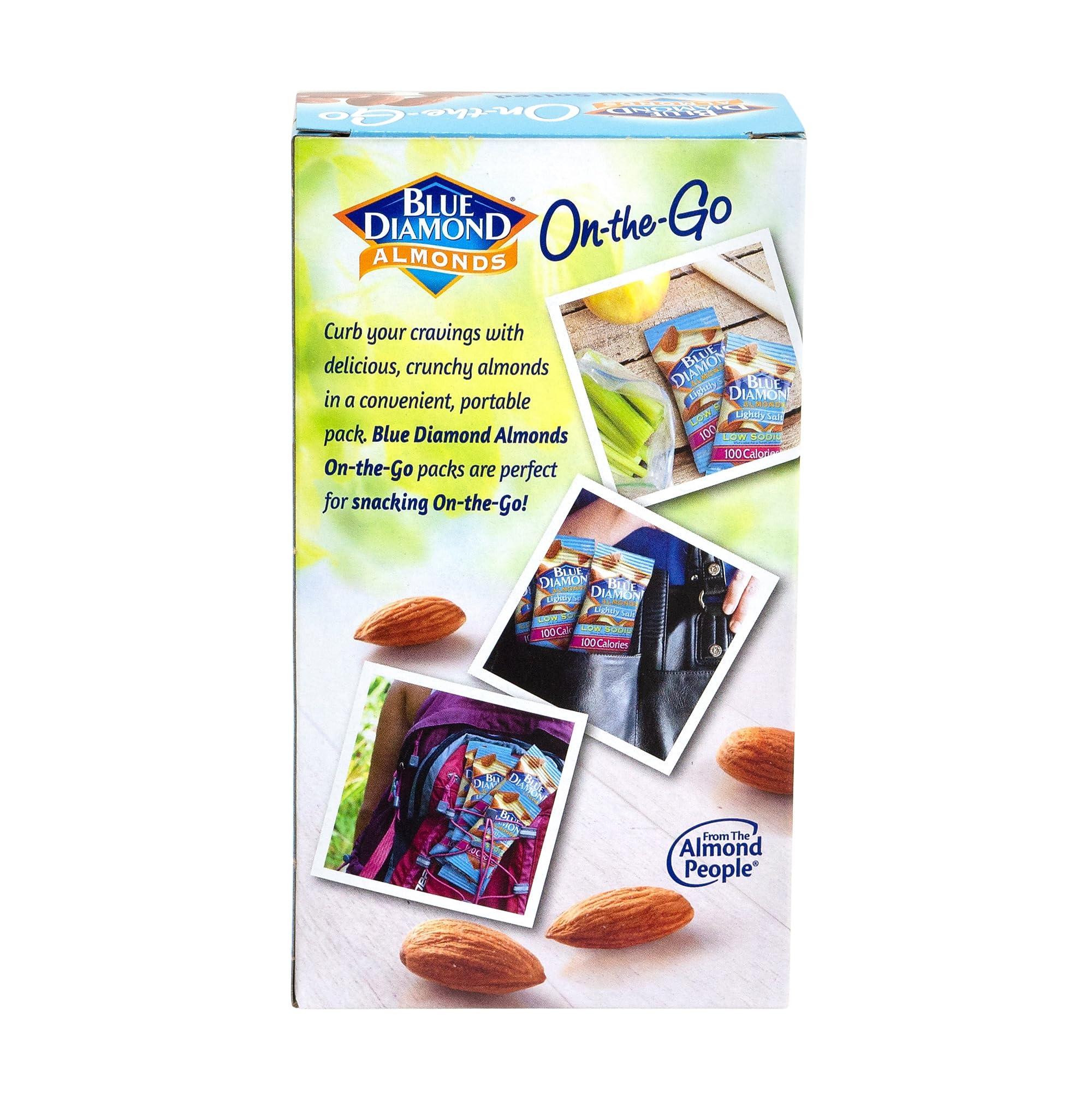 Blue Diamond Almonds, Low Sodium Lightly Salted, 100 Calorie On-The-Go Bags, (Pack of 7)