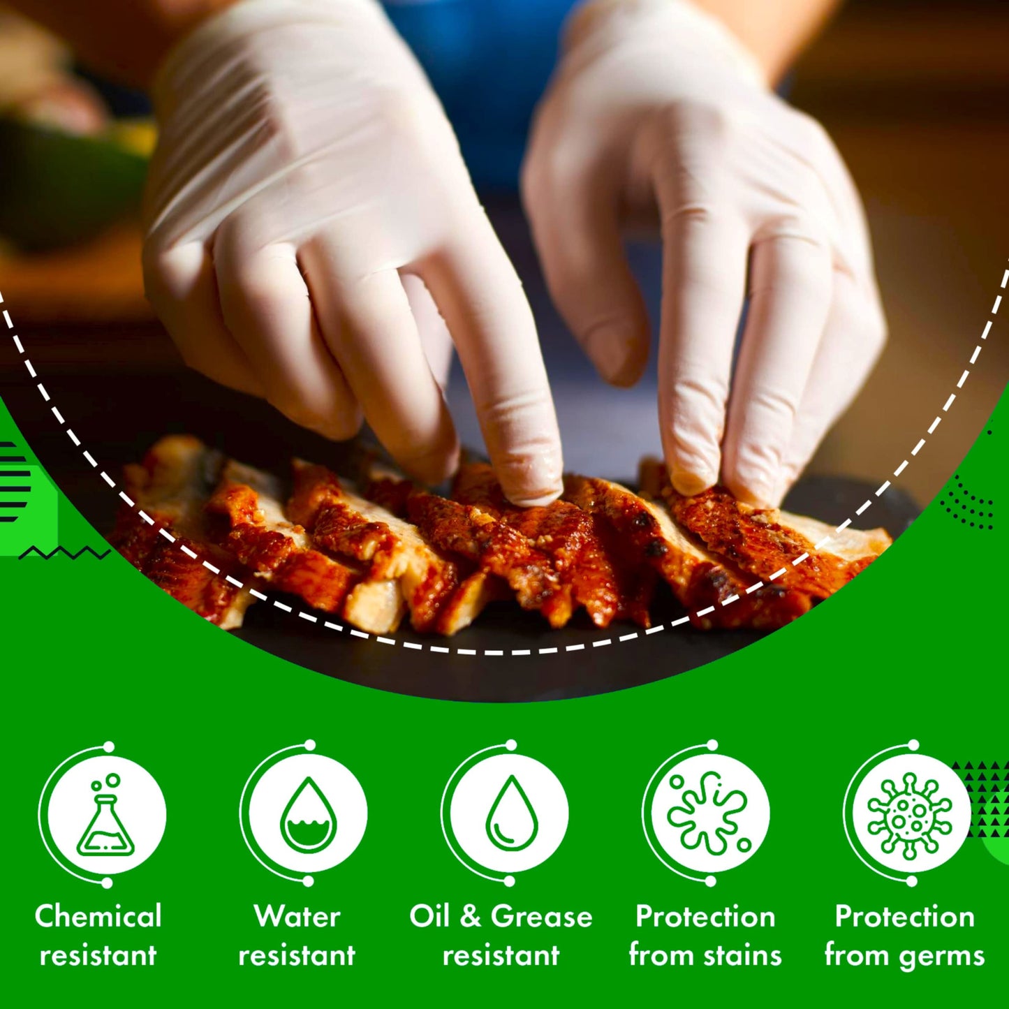 Green Direct Disposable Latex Gloves For Food Prep, Cleaning - Powder Free - Medium, Small, Large, 100 Count Per Box (X-Large)