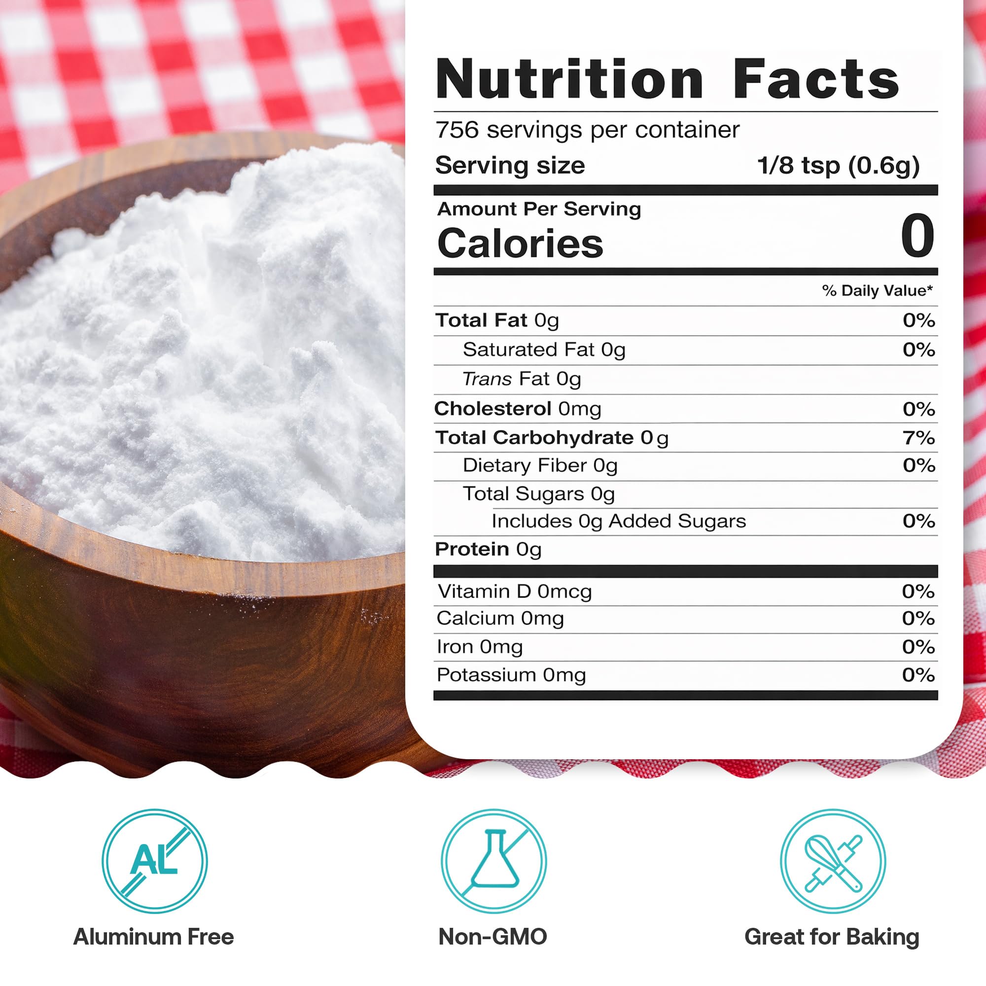 Quay Naturals Pure Baking Soda 1lb - Aluminum-Free, Food-Grade, Multi-Purpose - For Baking, Cleaning & Deodorizing - Vegan, Gluten-Free
