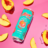 Alani Nu JUICY PEACH, Sugar Free, Low Calorie Energy Drinks, 200mg Caffeine, Biotin, B Vitamins, Zero Sugar, 10 Calories, 12 Fl Oz Cans, 24 Pack