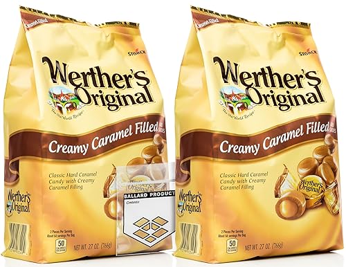 Werther's Original Creamy Caramel Filled Pack of 2 - Bulk Bags of Hard Candy Individually Wrapped (27 oz) Each - Werthers Caramel Filled Candy