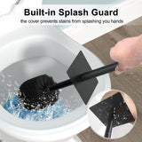 Indecor Home Black Line Design Resin Toilet Bowl Holder and Brush Set, Stylish Bathroom Cleaning Tool with Durable Bristles, Compact and Functional