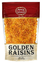 Spicy World Golden Raisins 2 LB Bulk Bag - Sweet & Seedless Sultanas from South Africa | | Perfectly Dried for Natural Sweetness | Ideal Dried Fruit