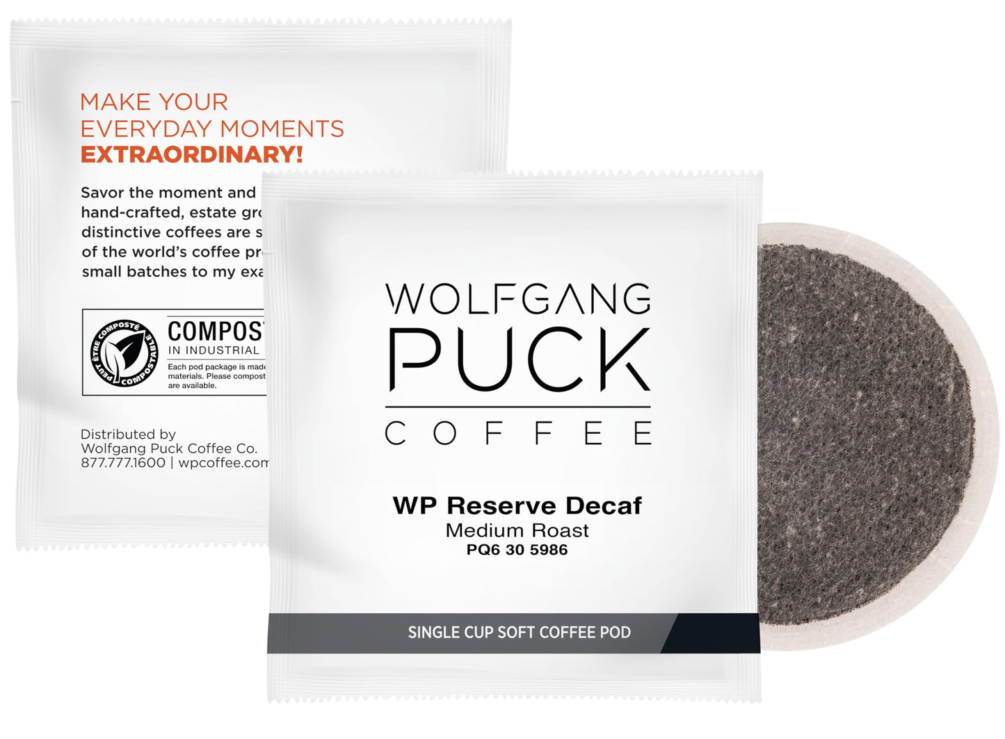 Wolfgang Puck Coffee, Chef's Reserve Decaf, 9.5 Gram Pods, 18 Count (WGP016432)