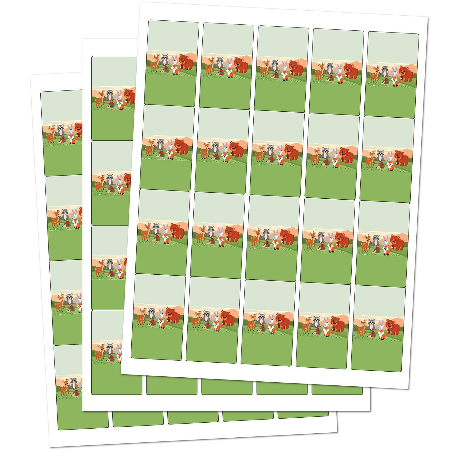 60 Forest Animals Miniatures Candy Bar Wrapper Decorations, Woodland Creatures Mini Candy Bar Stickers for Baby Shower or Birthday Party. Made in USA