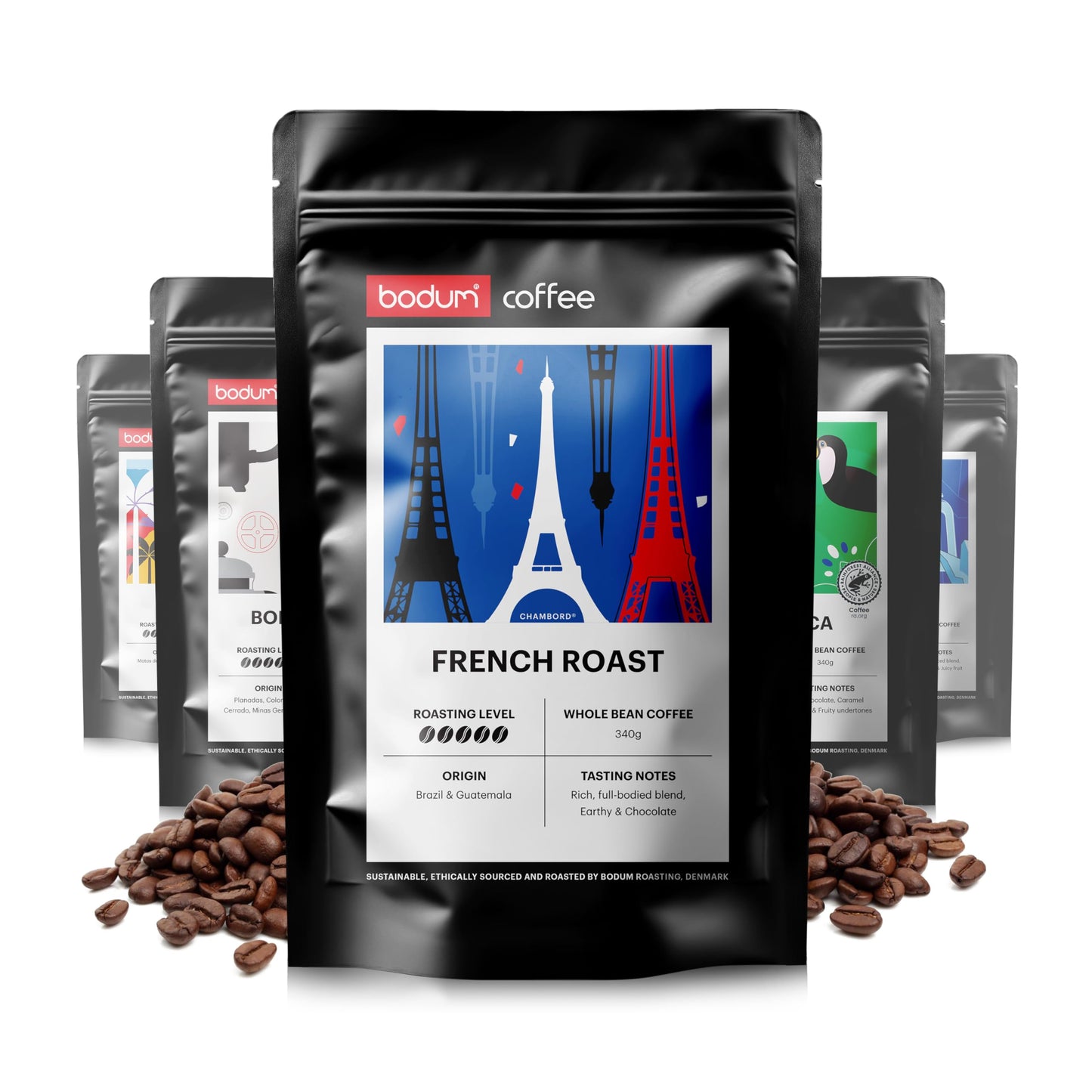 Bodum Roasting French Roast Coffee, Whole Bean, 12oz (340g) - Roasted in Denmark