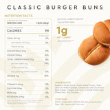 Hero Classic Hamburger Buns - Burger Buns | Net Low Carb Buns | High Fiber, 1g Net Carbs, 0g Sugar & 90 Calories Per Serving Burger Rolls (16 Buns