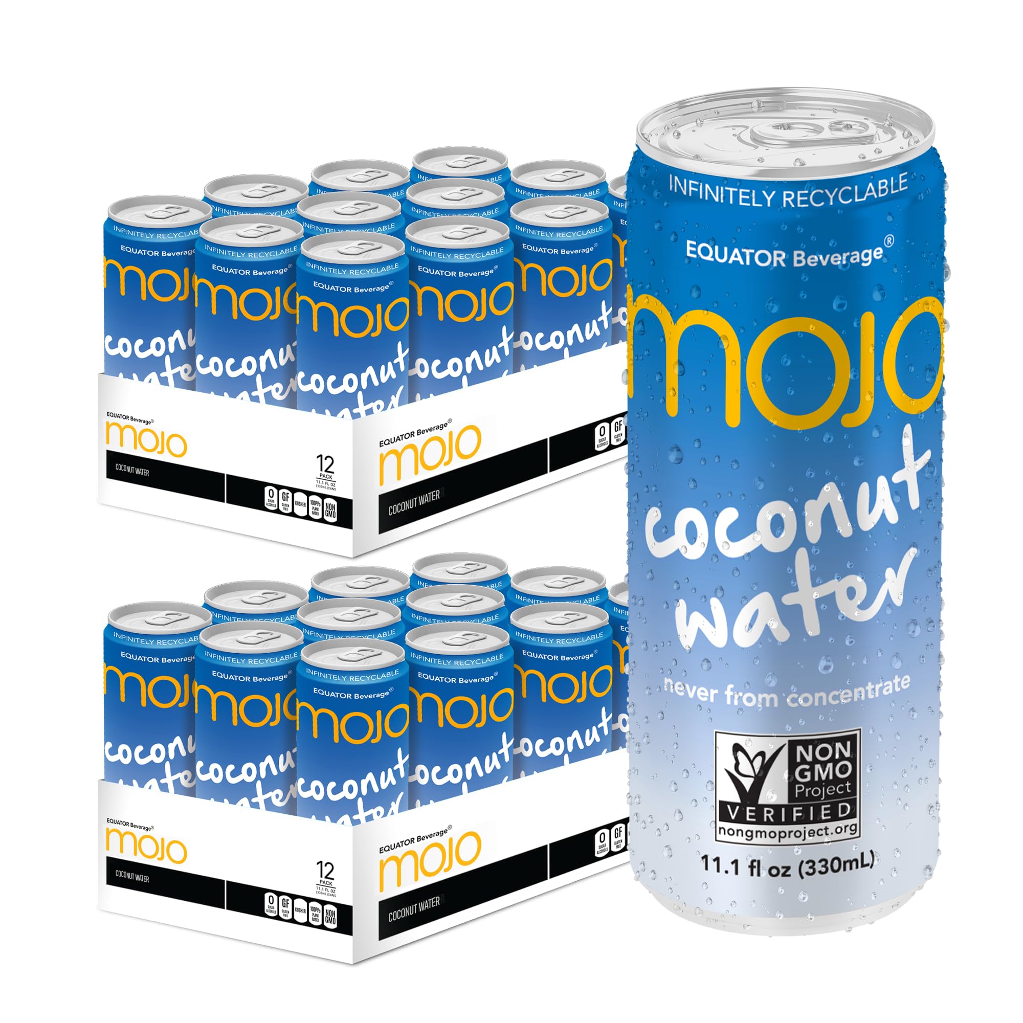 MOJO Coconut Water | Hydration Drink & Sports Drink | Electrolytes | Vitamin B & C | Hydration Drink for Skin & Body | 11.1 Oz (Pack Of 24)