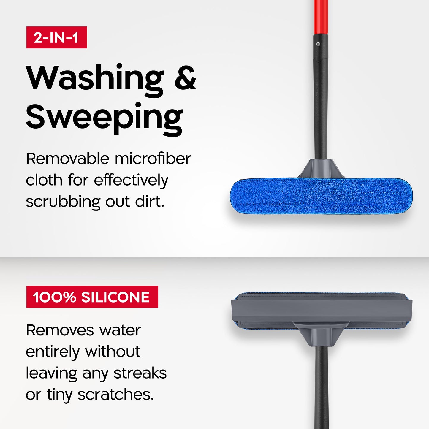 Tyroler Professional Window Squeegee for Home, 12"-80" Long Squeegee for Window Cleaning, 2-in-1 Window Cleaning Squeegee Kit, Indoor & Outdoor Window
