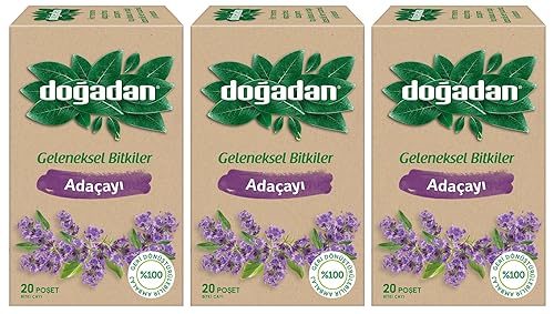 Dogadan Adacayi (Sage Herbal Tea) 20 Tea Bags, Pack of 3