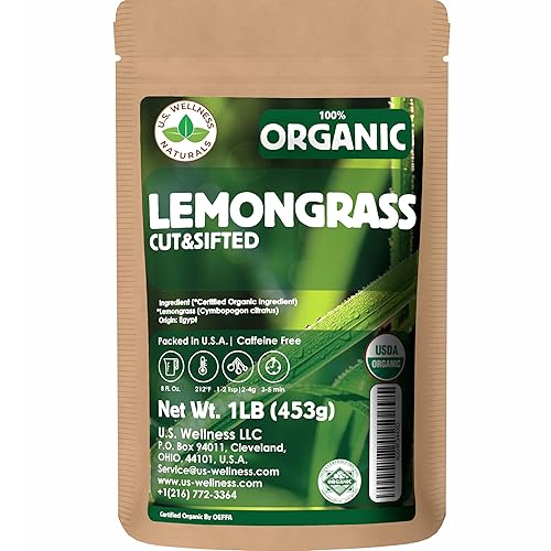 Lemongrass Tea 1 LB (16Oz) | 100% USDA Certified Organic |Cut and Sifted Loose Leaf LemonGrass Tea & Seasoning | Aroma Rich Egypt Lemongrass