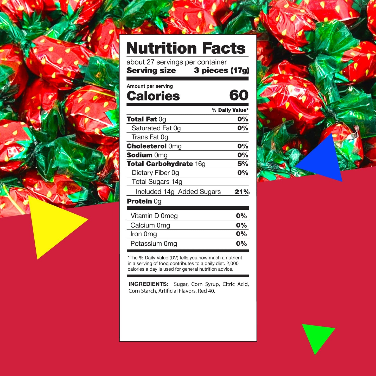 Strawberry Hard Candy | 1 Pound Bag - Approx. 85 Count | Strawberry Candy Individually Wrapped | Old Fashioned Candy | Retro Treat