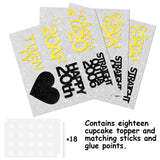 18pcs Black Gold Glitter Dessert Cupcake Pick for Straight Outta 2006 Cheer to 20 Years Old Theme Decor Supplies Happy 20th Birthday Party Decoration