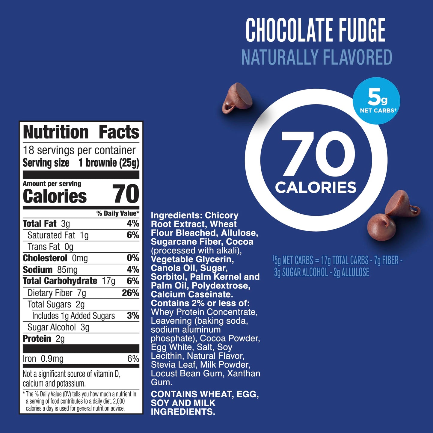 Fiber One 70 Calorie Brownies, Chocolate Fudge Snack Bars, Mega Pack, 18 Ct, 16 oz