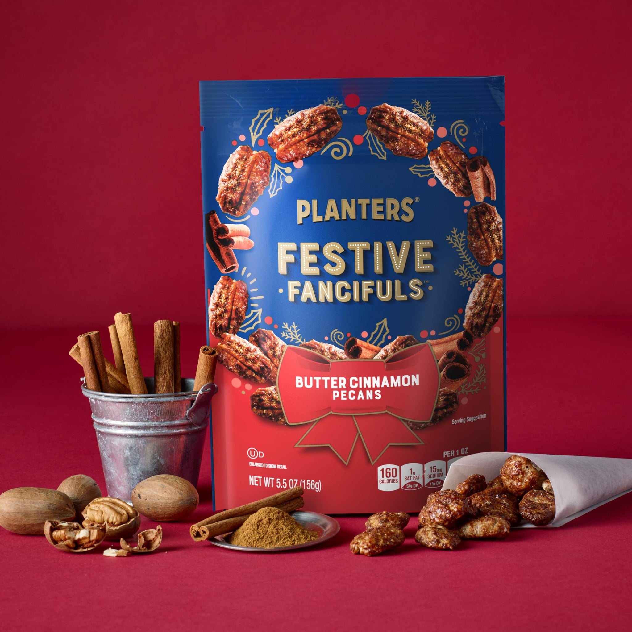 PLANTERS Limited Edition Kettle Cooked Cinnamon Pecans, Butter Flavored Pecans Snack, 5.5 oz Bag, Perfect for Snacking and Sharing