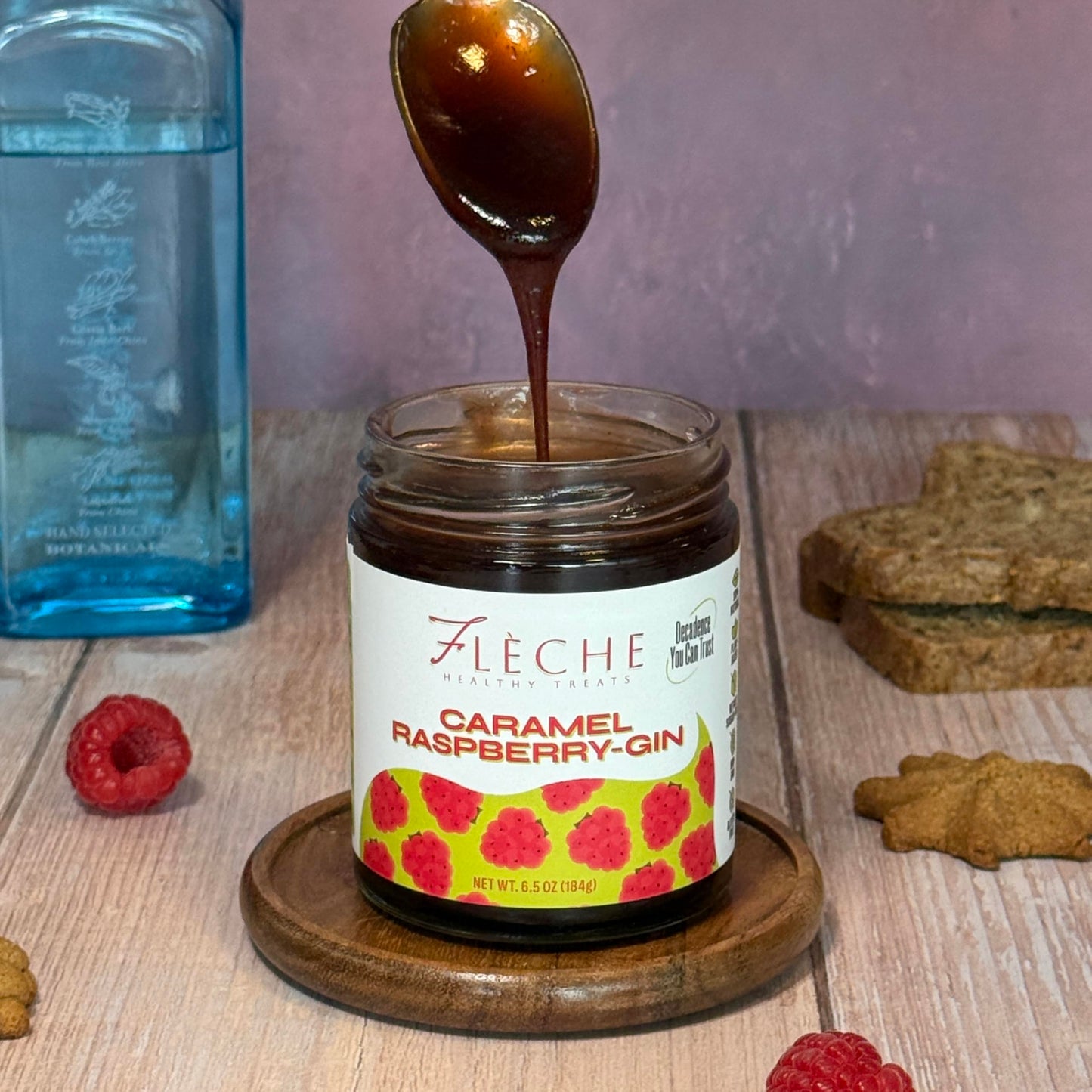 Flèche Raspberry Spread, Vegan Plant-Based, Refined Sugar-Free, Gluten-Free 6.5 oz (Two Jars, 13, Fl Oz)