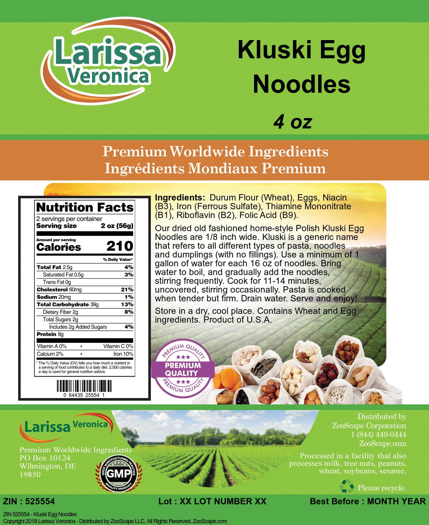 Kluski Egg Noodles (4 oz, ZIN: 525554) - 2 Pack