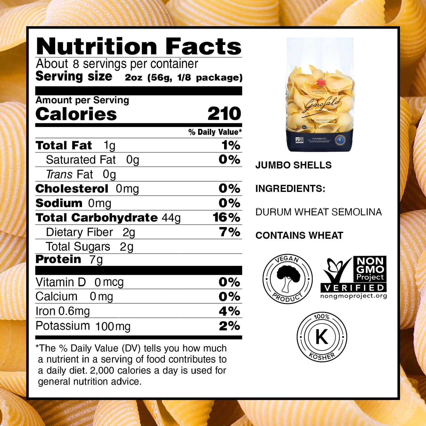 Garofalo - Conchiglioni Jumbo Shells, 1 lb (4 Pack)