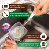 Tupkee Small Glass Cleaning Brush - Soft Non-Scratch Foam Bristles - Glass Cleaner Brush for Brandy, Cognac, Small Goblets, Crystal Glasses & Mugs