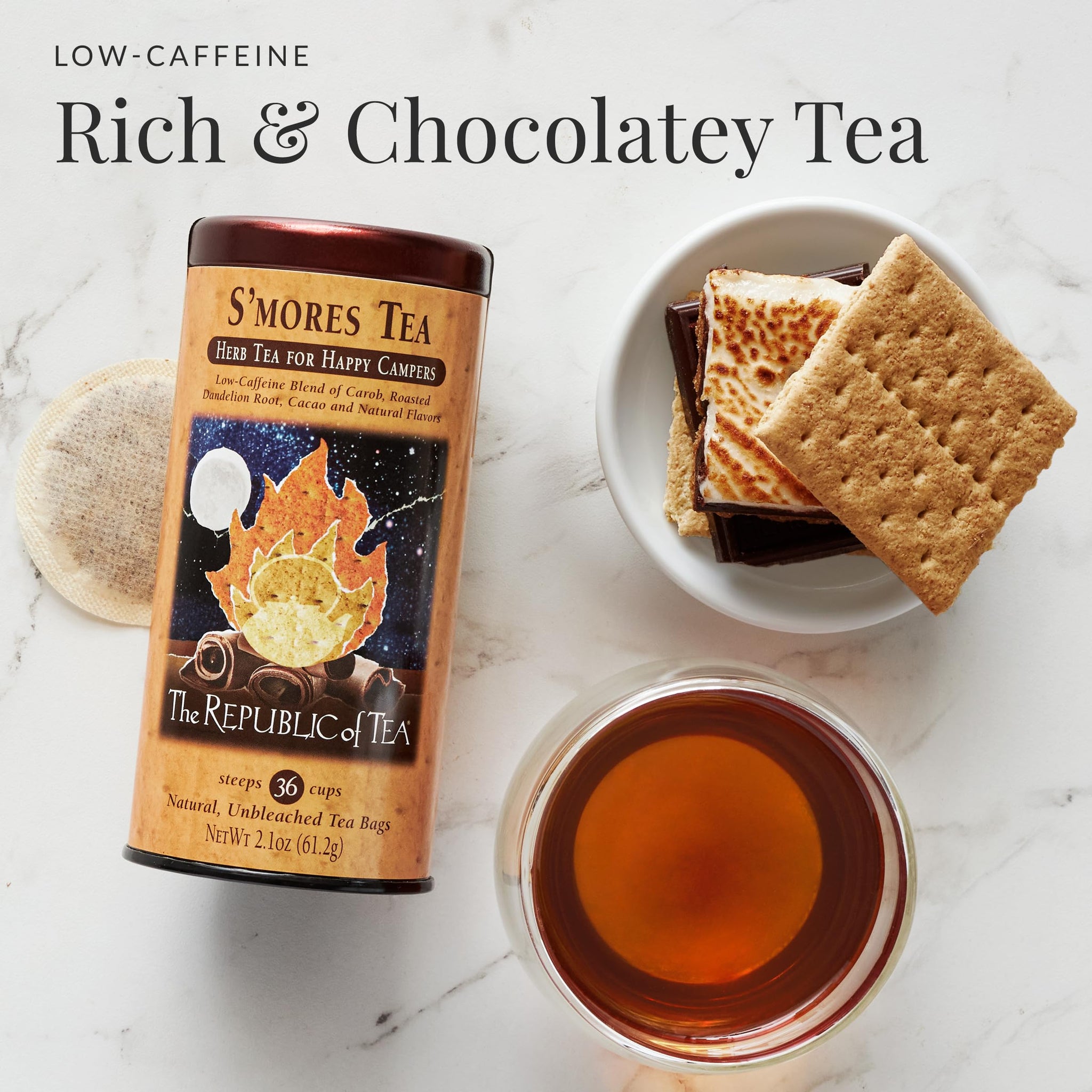 The Republic of Tea - S’mores Herbal Chocolate Tea, Refill Pack of 36 Low-Caffeine Tea Bags