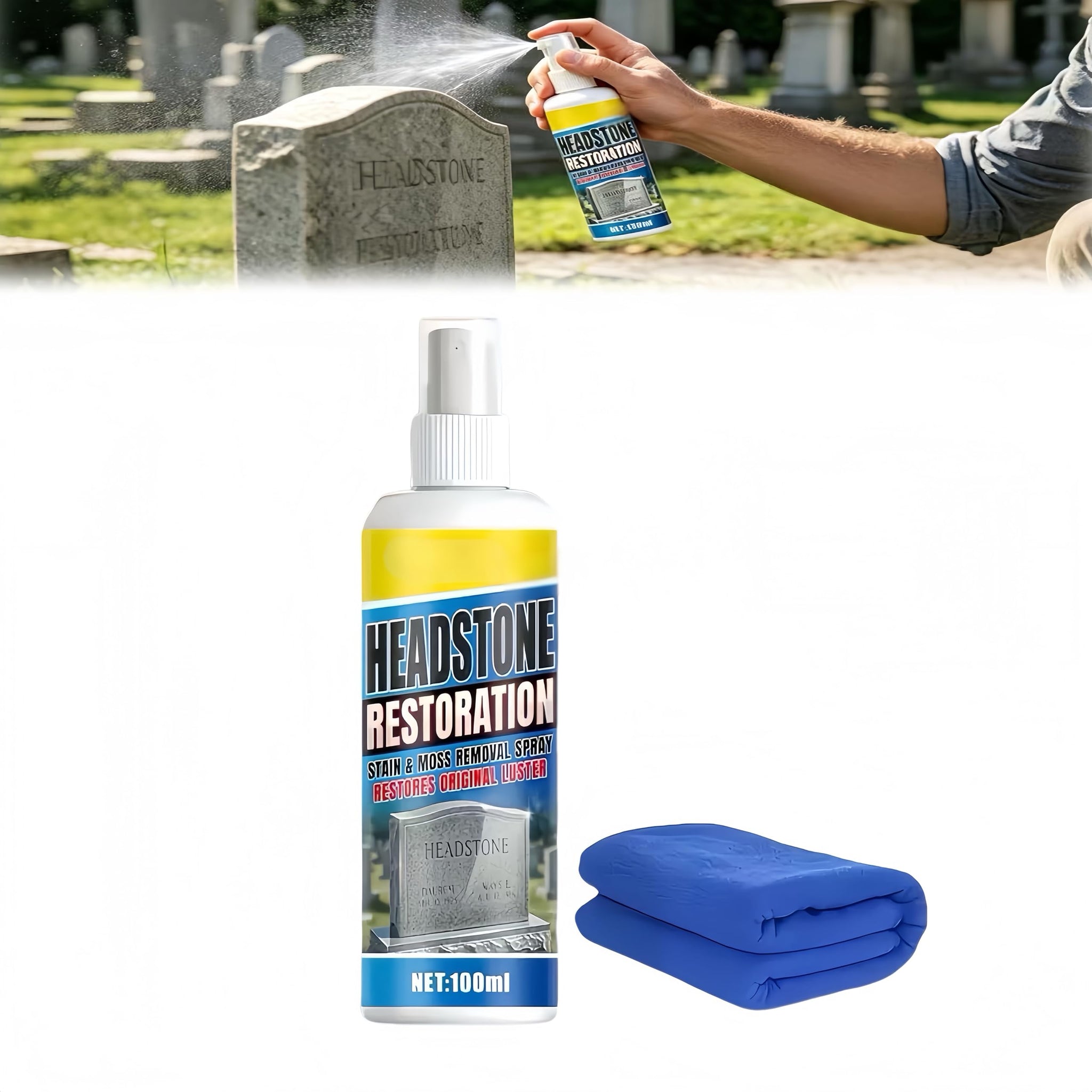 Headstone Restoration and Cleaning Spray, 2026 New Headstone Restoration & Cleaning Spray Restoring and Protecting, Tombstone Monument Cleaner