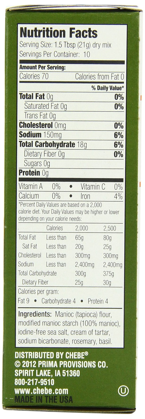 Chebe Bread Focaccia Flat Bread Mix, Gluten Free, 7.5-Ounce Bags (Pack of 8)