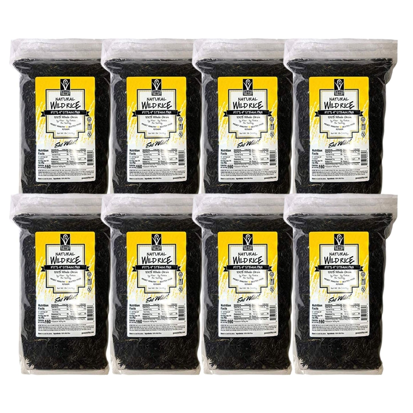 Goose Valley Natural Wild Rice - Family Reserve 5 lbs (Pack of 8) - Variety of Jumbo High Fiber and High Protein Whole Grain Rice for Healthy Heart