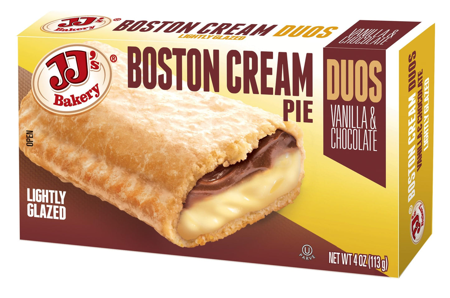 JJ's Bakery Boston Cream Pie Snack Pies, Individual Dessert, Fresh-Baked, Nut-Free, Kosher Parve, 4 Oz Each (Pack of 12)