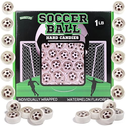 Soccer Ball Candy, Individually Wrapped Sports Treats, Bulk Team Party Favor Snacks, 1 Pound Box, 110 Pieces