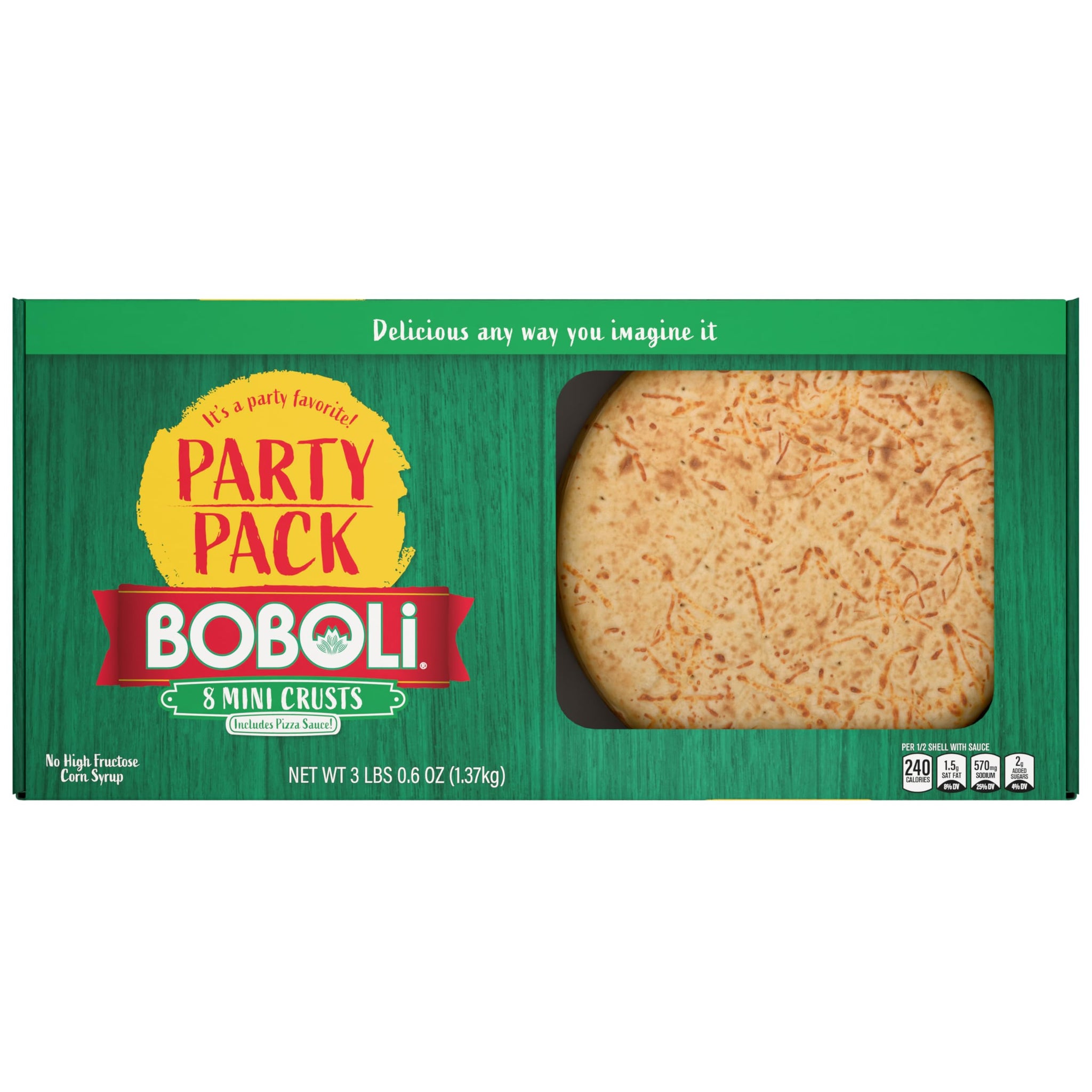 (Club Pack) Boboli 8" Original Mini Pizza Crusts, 4 individual twin packs, (12.15 oz each), Ready-made 8 Plain Cooked Pizza Dough, 48.6 oz Multipack