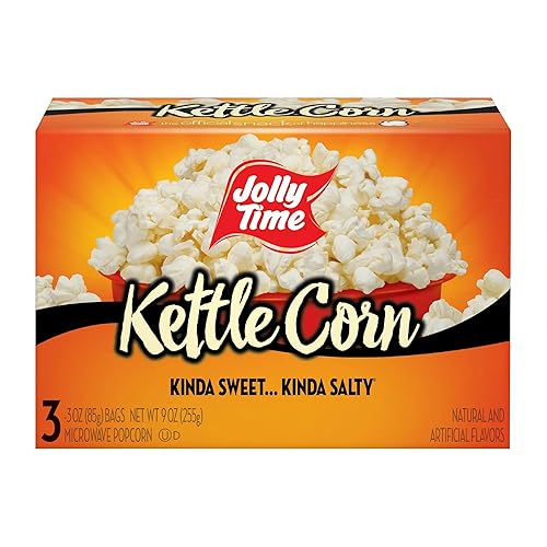 JOLLY TIME Microwave Kettle Corn Sweet & Salty Glazed Gourmet Popcorn (3-Count Box), 9 ounce